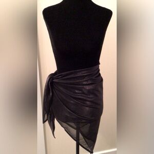 NEW! MORENO & CO Black Metallic Sheer Sarong Pareo Wrap Stole Shawl - One Size